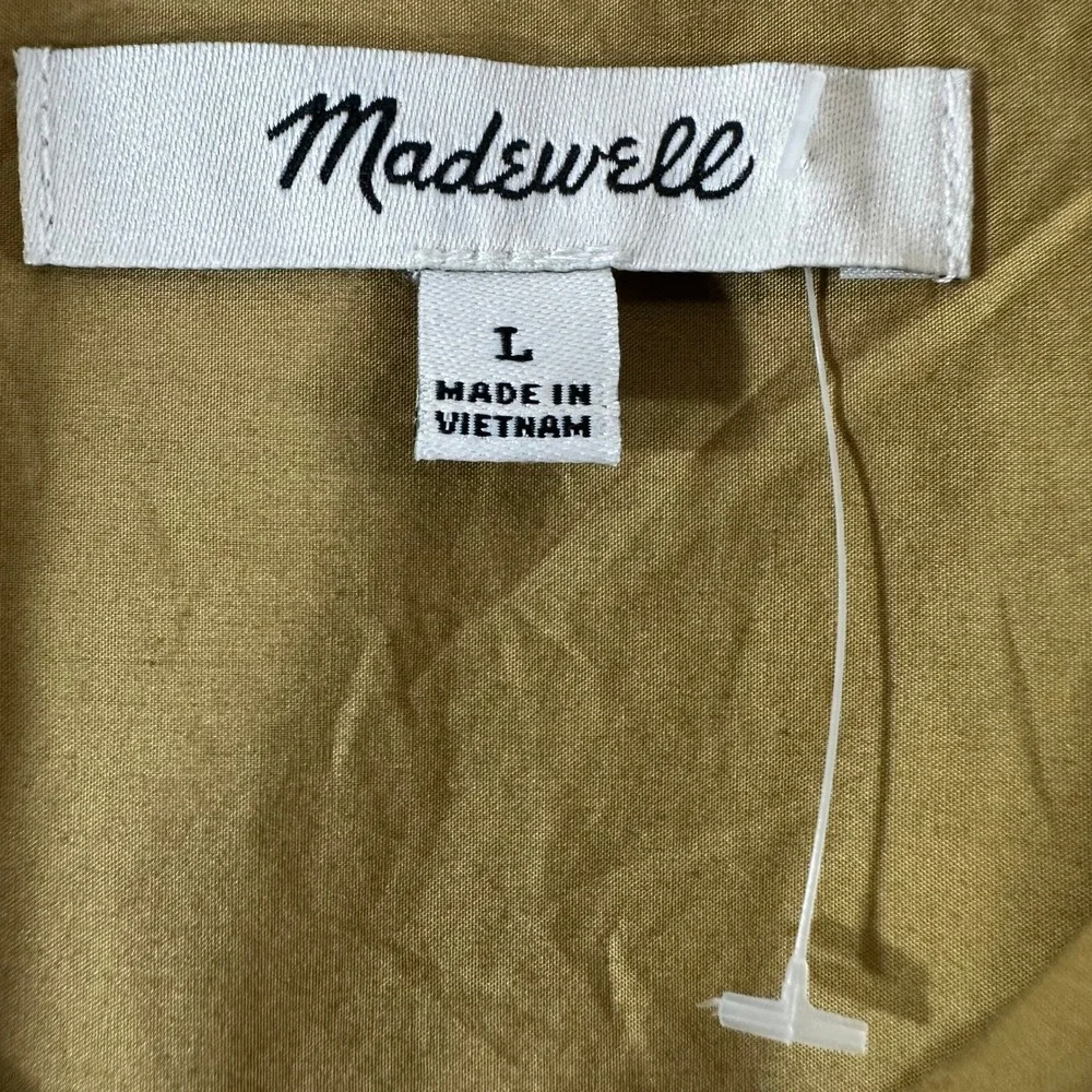Madewell Womens L Cotton Button Front Utility Shirt Olive Mustard Long Sleeve - Picture 2 of 7
